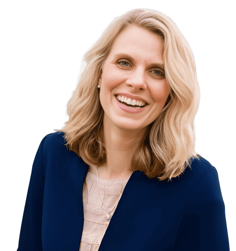 Ruth Christenson, a woman with shoulder-length blonde hair wearing a navy blazer and light blouse, smiles at the camera against a plain white background.
